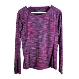 Champion purple striped long sleeve athletic top